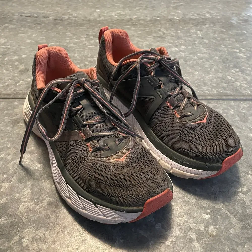 Hoka One One Gaviota 2 Running Shoes Womens 8 Gray Pink Sneakers Active Athletic